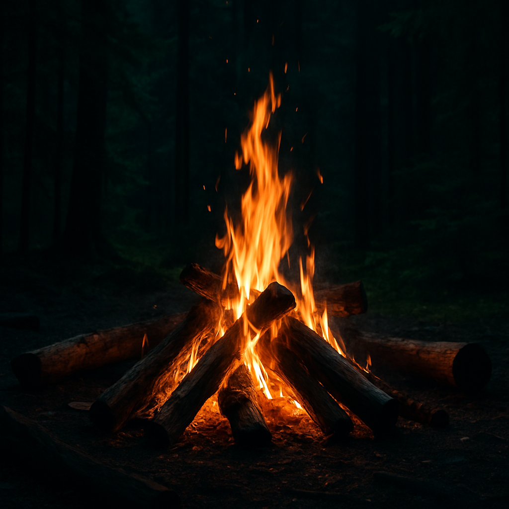 Campfire in forest